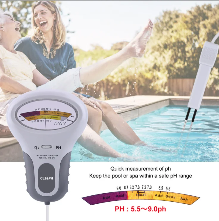CL2&PH Tester Portable Residual chlorine detector Water quality analyzer for Drinking water Spa Swimming Pool aquarium