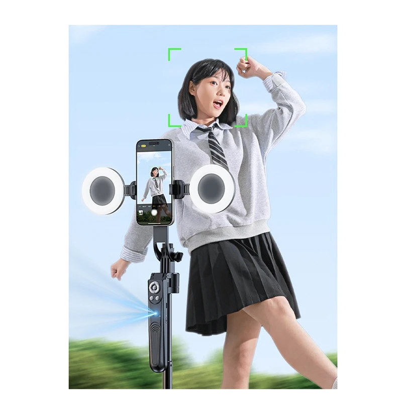 Ai 자동 추적 셀카봉 + 2 X 링 라이트, 지능형 팔로우 라이브 폰 거치대, 블루투스 5.0 짐벌 스태빌라이저