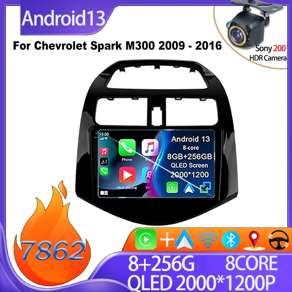 

Автомагнитола на Android для Chevrolet Spark M300 2009-2016, автомобильный мультимедийный плеер с сенсорным экраном, автомагнитола на Android, Bluetooth, задняя камера Carplay
