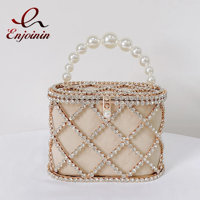 

Diamond-Studded Metal Basket Party Purses and Handbags Luxury Designer Bag Chic Wedding Evening Clutch Bag Chain Shoulder Bag