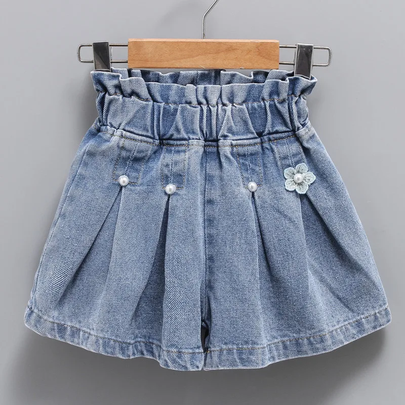 New fashion kid girl jeans short pants cartoon girls shorts summer kids children denim jeans shorts trousers 3-13Y