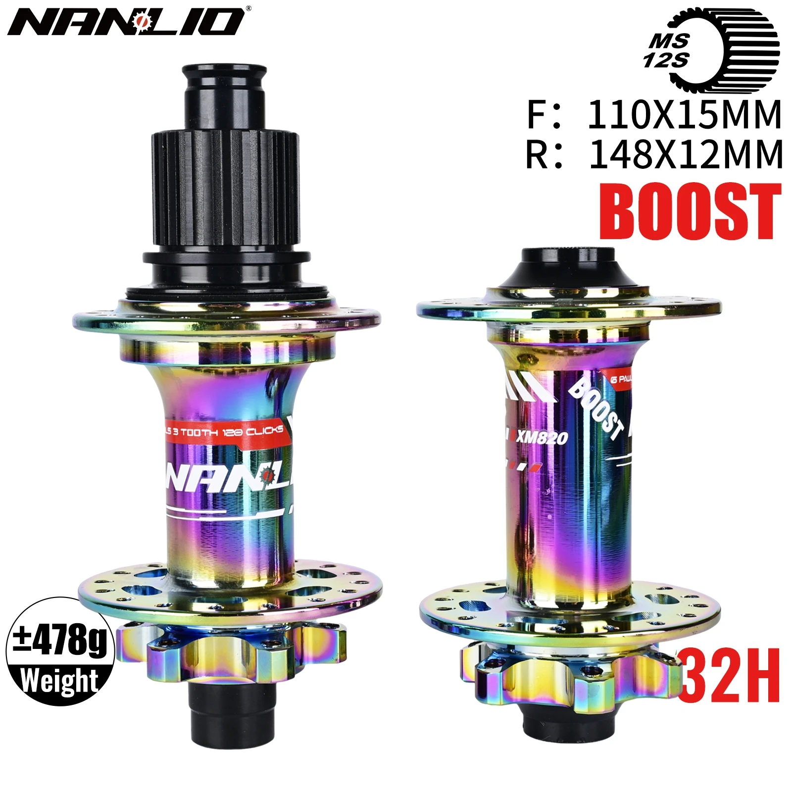 Nanlio BOOST MTB Hubs 6 Pawls 120T Ratchet 148x12 110x15MM 32H 28H