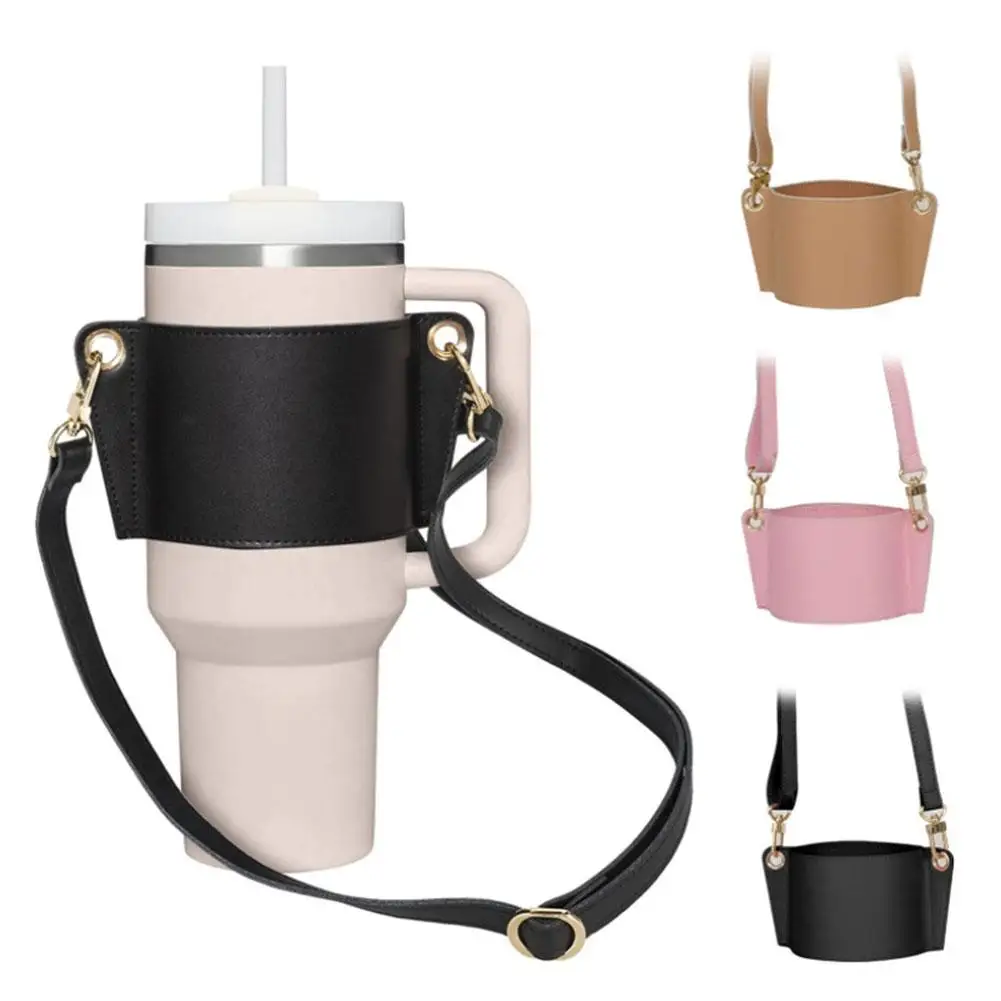 

Чехол из искусственной кожи для подстаканника, защитная крышка для кружки, бутылки с водой, с плечевым ремнем, для кросс-боди U0v6, 40 унций