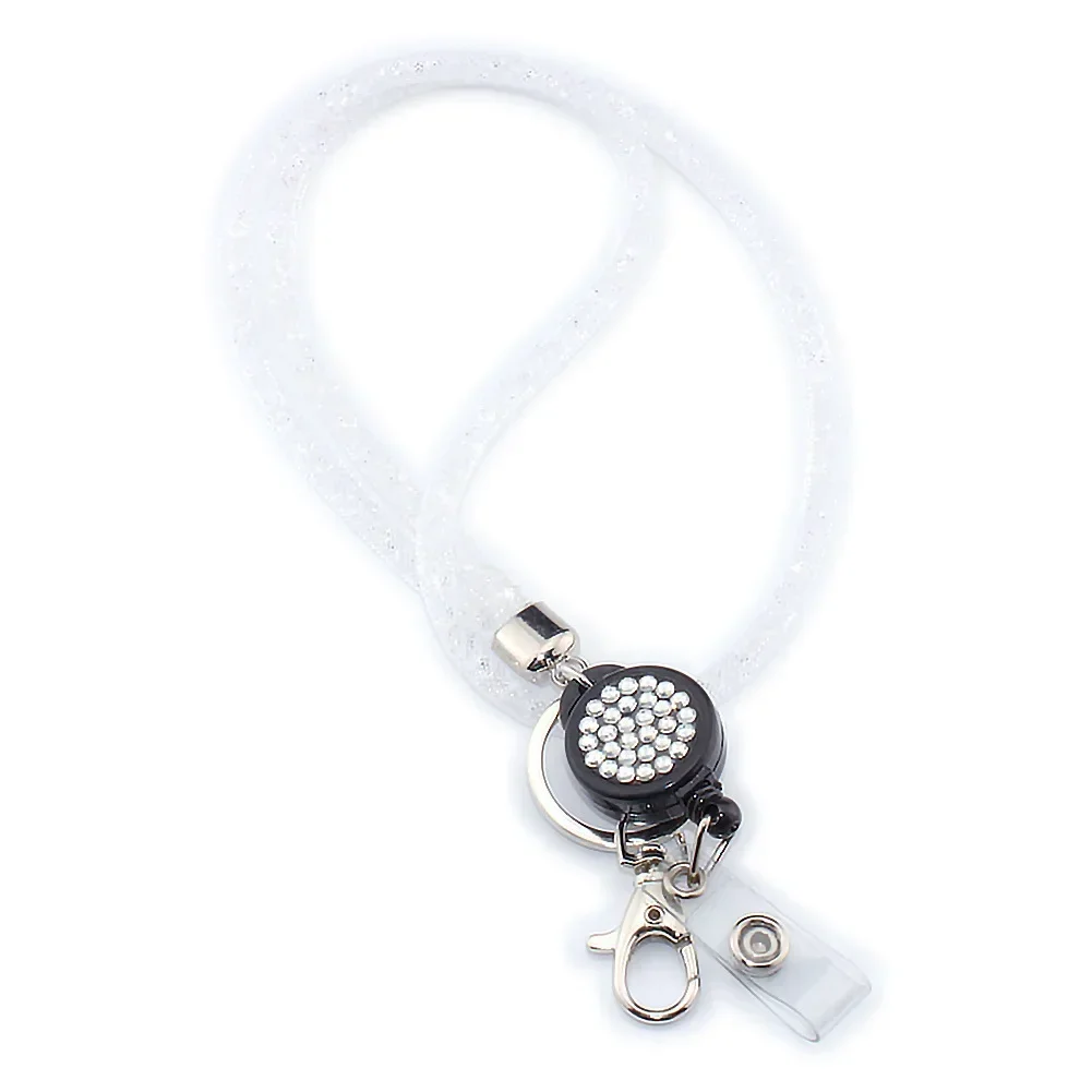 Retractable Badge Reel Lanyard with ID Holder and Universal Keychain