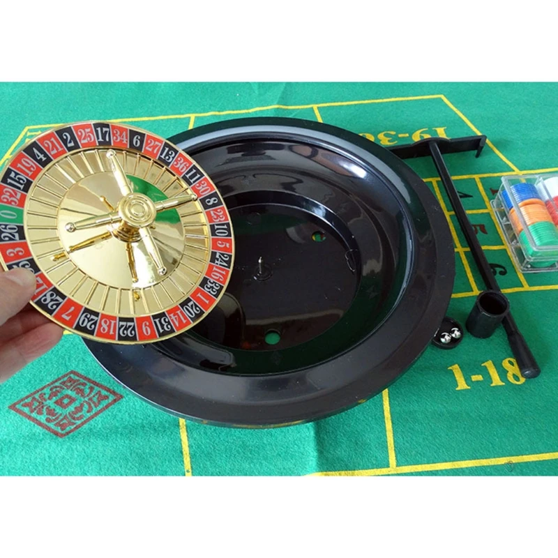 10 inch Roulette Game Set Casino Roulette with Table Cloth Chips for Bar KTV Party Borad Game