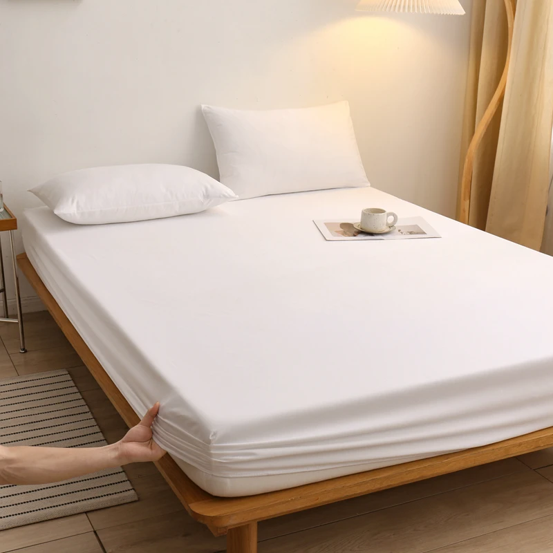 Solid Color Elastic Band Fitted Bedsheet Cover