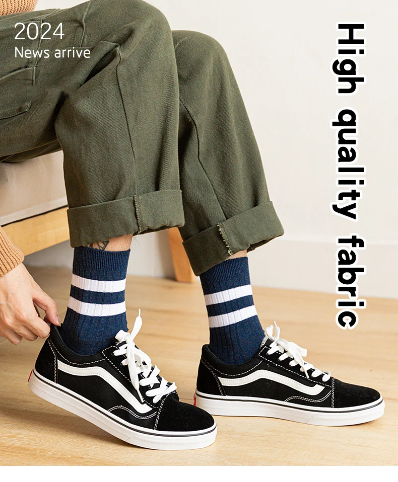 10 Paar lässige Herren-Socken bis zur Mitte der Wade, ganzjährig gestreifte, vielseitige Business-Socken in verschiedenen Farben, atmungsaktiv, geruchsabweisend, bequeme Socken – Detail 1