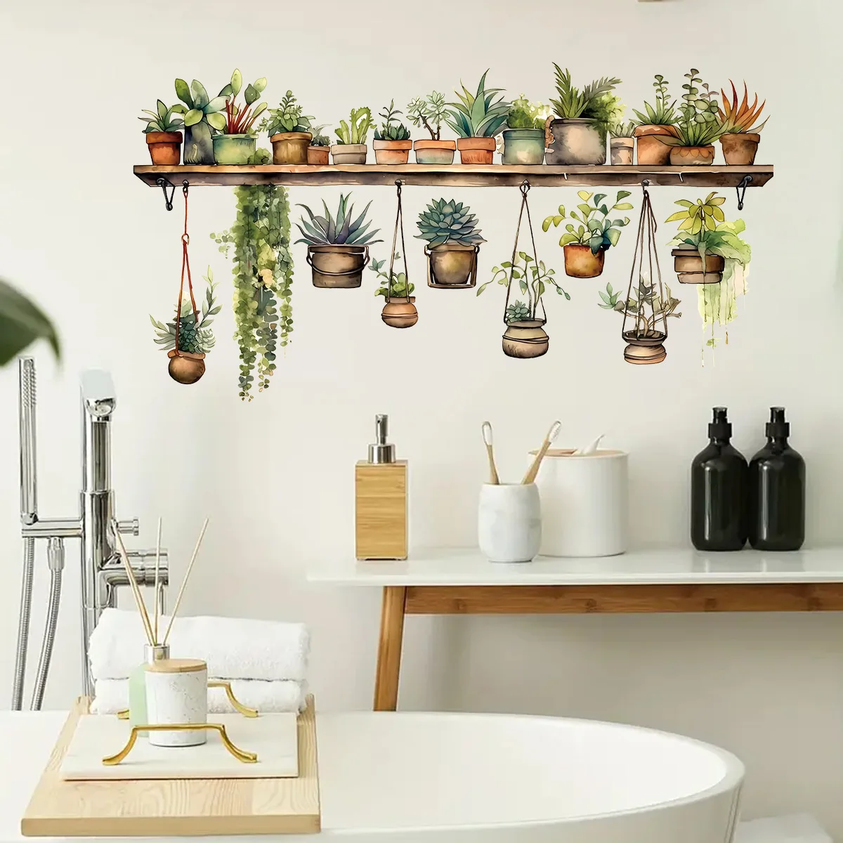 Flower Shelf Potted Furniture Wall Stickers Home Decor Accessories Living Room Bedroom Decoration Kids Room Wall Decals 1Pc