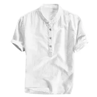 Men's Casual Blouse Cotton Linen Shirt Loose Tops Short Sleeve Summer Shirt Spring Thin Cool And Breathable Handsome Shirts - Image 5