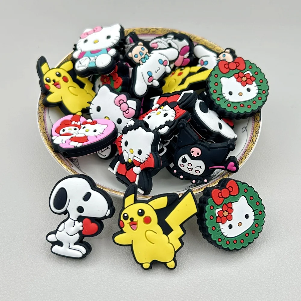 Teething Toys Silicone Teething Toys Baby Teething Toys Silicone Beads Silicone Teether Silicone Teething Beads Silicone Jewelry Accessories 10PC Baby SiliconeBead Cartoon Bead Teethe DIY String Pen Bead Nipple Chains