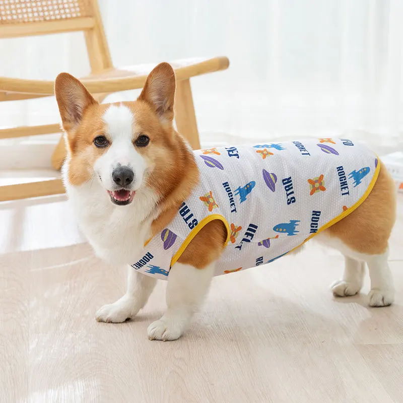 

Space Full Print Corgi Special vest Small and Medium-sized Dog Dachshund Dog Pet Clothes Summer Dog Clothes XS-XLL