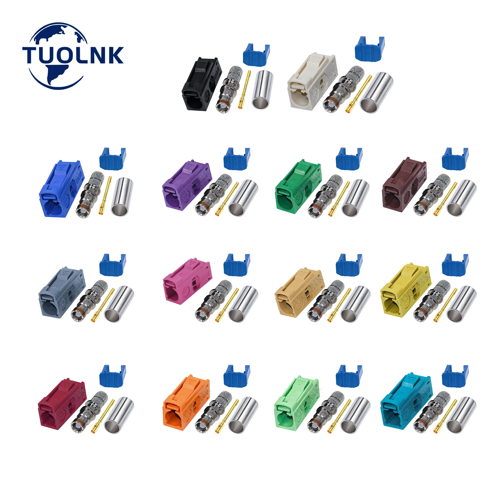 BEVOTOP Twin Fakra Doppio Codice B Femmina Ad Angolo Retto Jack 50 Ohm Connettori Coassiali RF Per Cavo Coassiale RG316 / RG174 - Foto 4