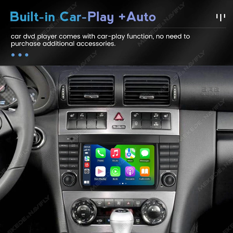 메르세데스 벤츠 C 클래스 W203 C200 C230 C240 ??C320 C350 2005-2009에 적합한 carplay + auto BT GPS가 장착 된 안드로이드 13 7 인치 차량용 라디오