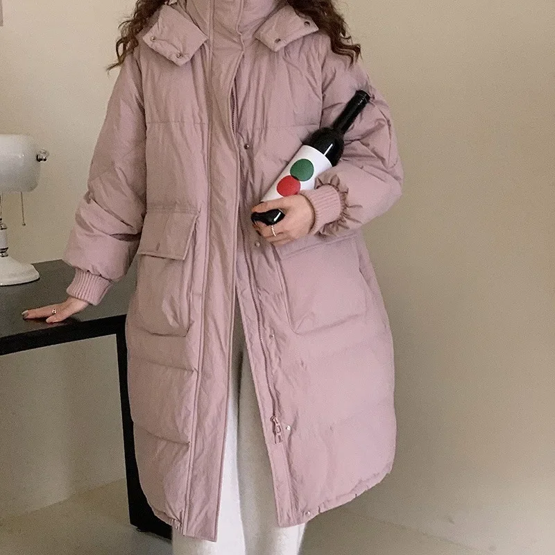 2024 New Women Down Jacket Winter Coat Female Extended Version Parkas Loose Thick Warm Outwear Hooded Leisure Time Overcoat