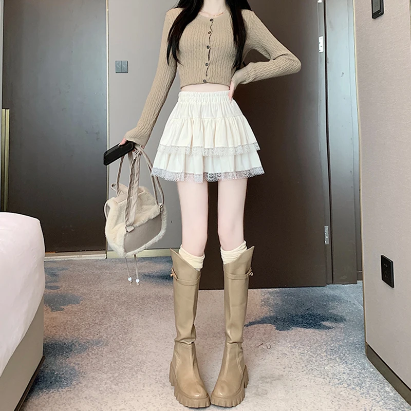 y2k Mini Skirt Women Coquette Clothes Lolita Fairycore High Elastic Tiered Ruffle Skirts Goth Lolita Skirts Streetwear