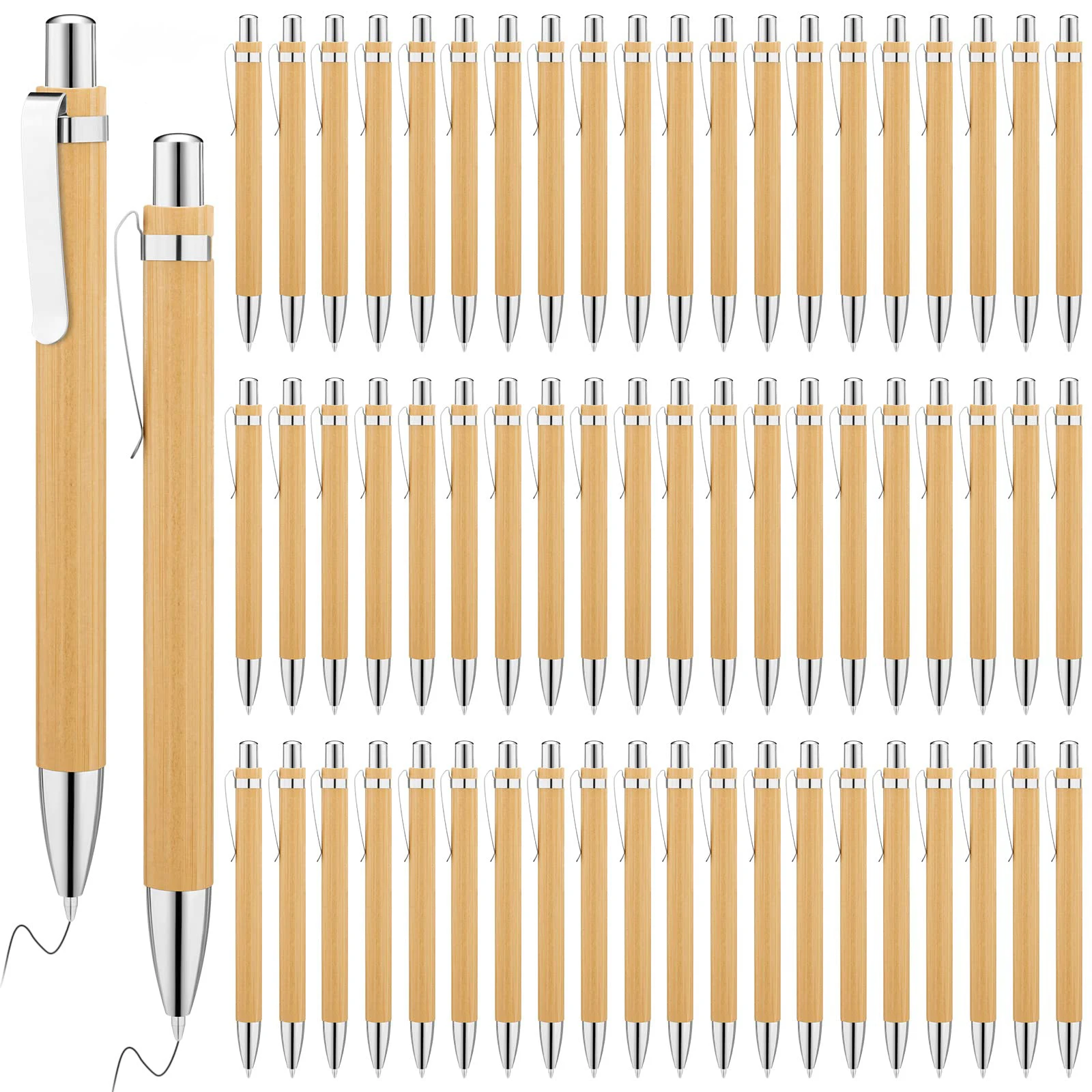 

20Pcs Bamboo Pen Bamboo Wood Ballpoint Pen 1.0mm Tip Office School Wrting Stationery Business Signature Ball Pens Hot