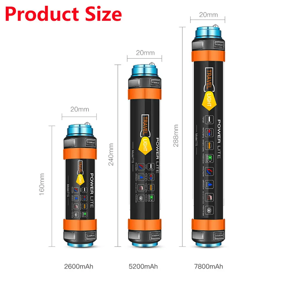 7800mAH USB LED Camping Lantern Tent Light USB Rechargeable Magnetic Hiking Working Fishing SOS Flashlight IP68 Waterproof