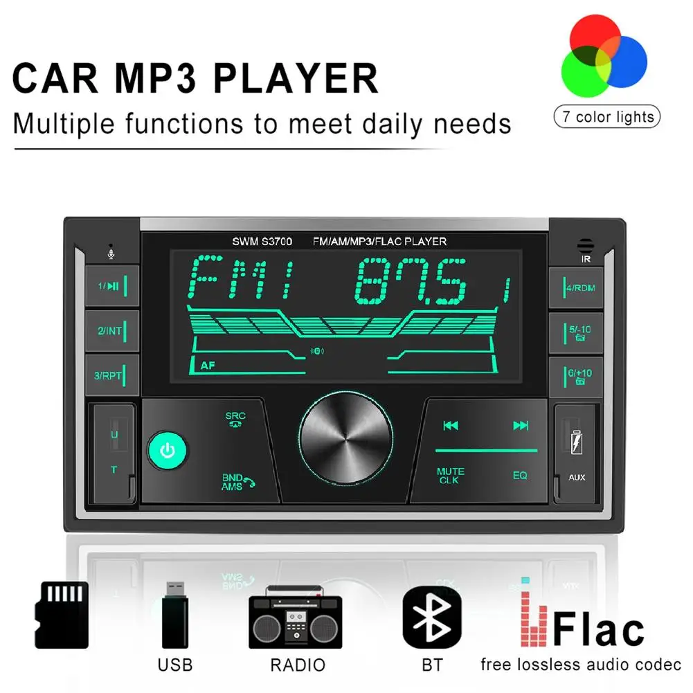 S3700 2 Din Car Radio MP3 Player Compatible for ISO Interface Voice