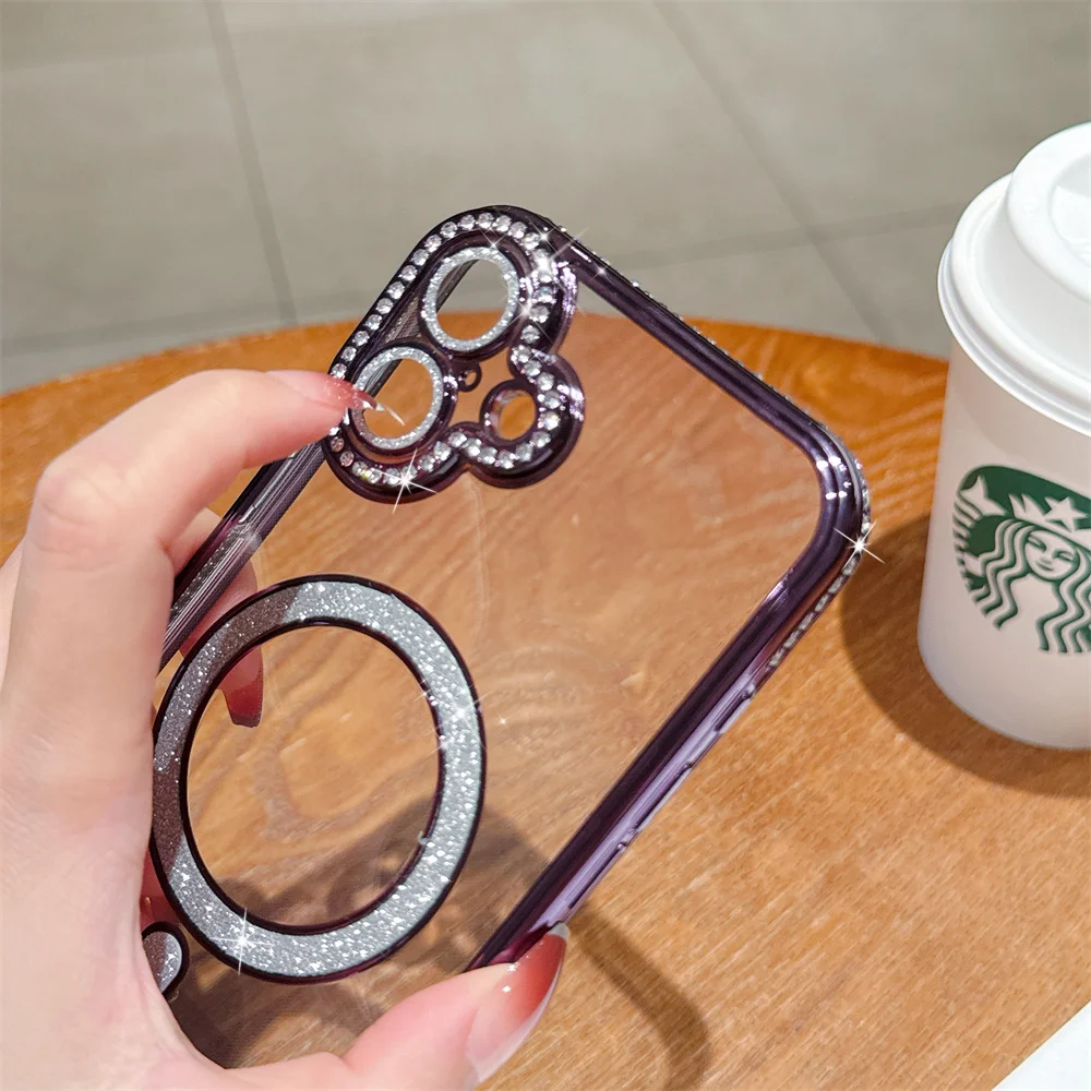 Sparkling Rhinestone Crystal Clear Bling Magnetic Case Cover