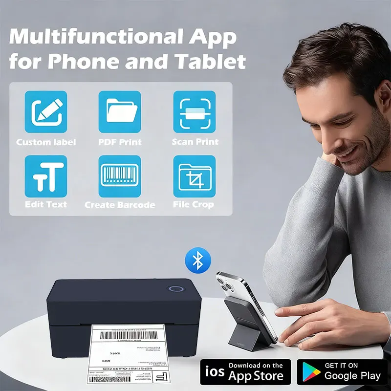 무선 블루투스 열전사 데스크탑 배송 라벨 프린터 4x6 안드로이드 맥 아이폰 윈도우 지원 - 배송 라벨 프린터