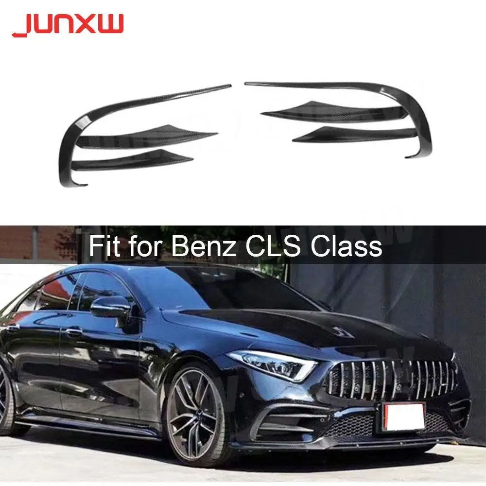 

Car Front Bumper Fog Lamp Covers Trim for Mercedes Benz CLS Class C257 CLS260 300 350 2019UP Front Canards Fins Carbon Fiber/FRP
