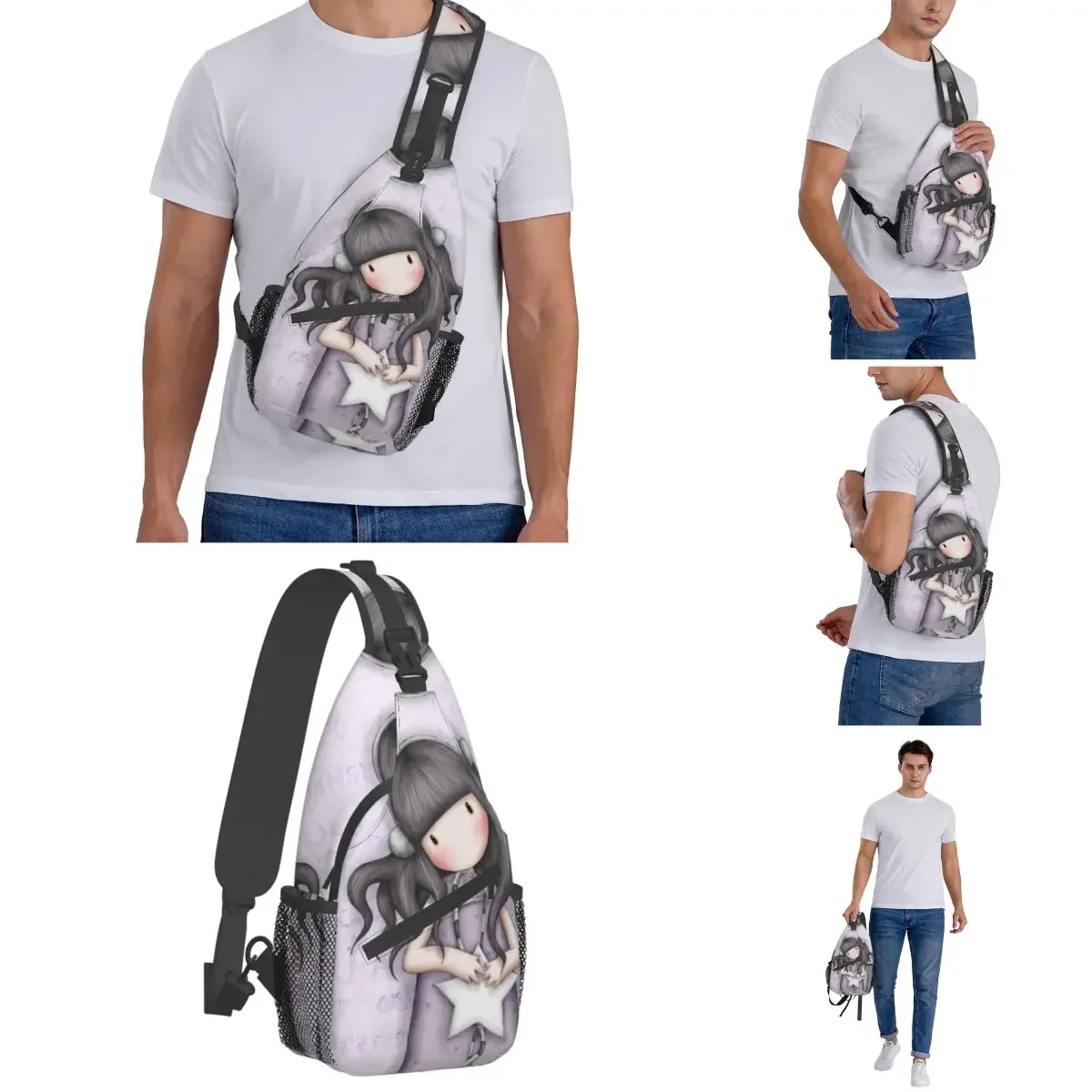 Girl Gorjuss Crossbody Sling Bags Women Chest Bag Shoulder Backpack Daypack for Hiking Travel Satchel Tote Bags