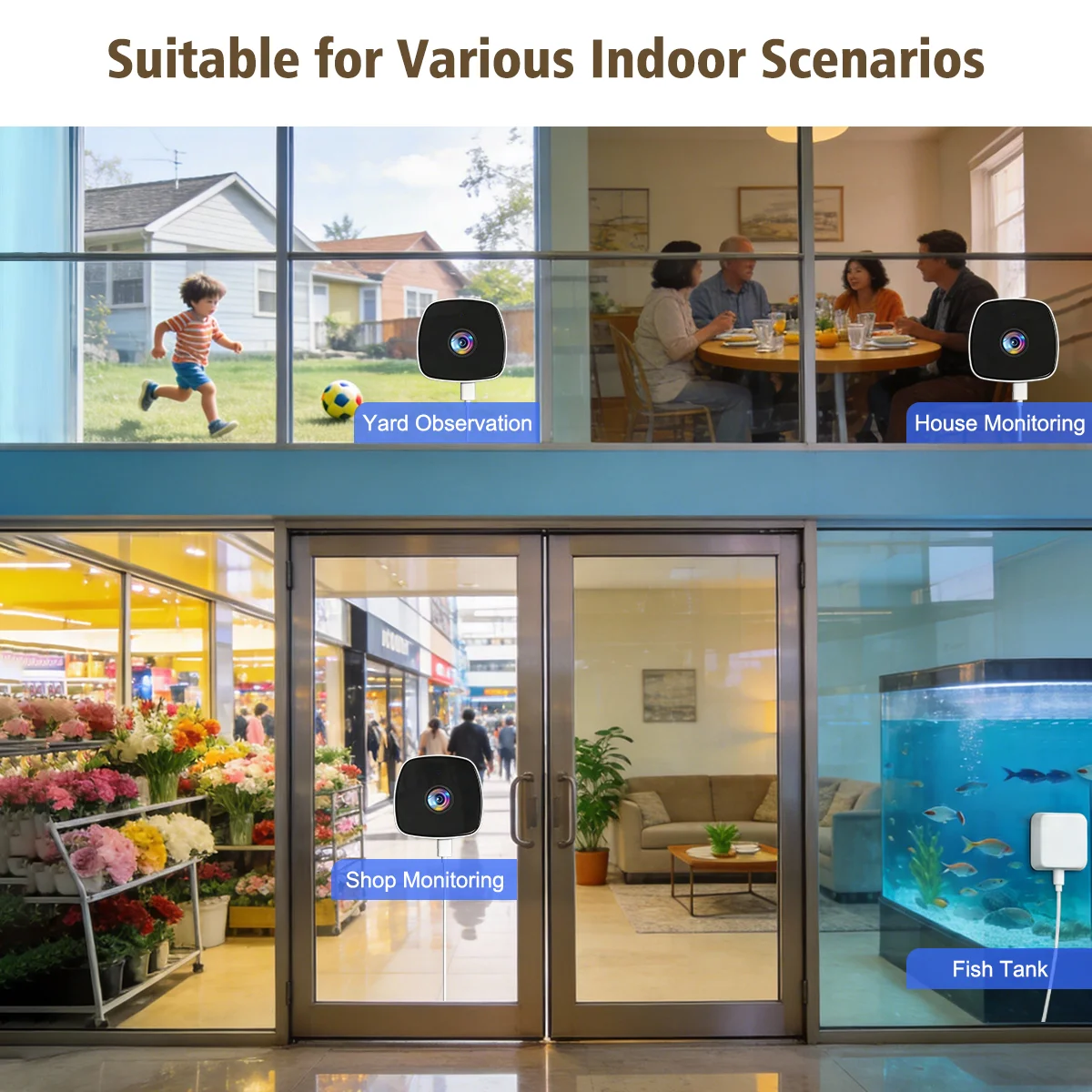 3MP HD Window Camera Mini Outdoor 2.4/5GHz Wi-Fi Cameras Full-Color Night Vision Two-Way Audio Motion Detection Security Camera 6