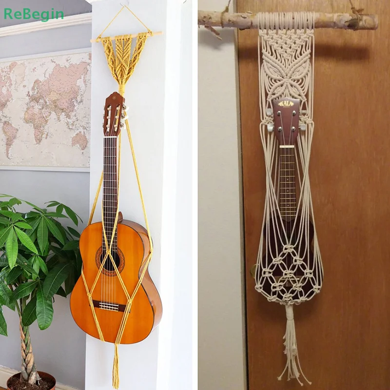 Guitar Storage Mesh Bag, Lace Hanging Frame, Woven Hammock Wall Hanging Frame, Home Decoration, Ukulele Handmade Woven