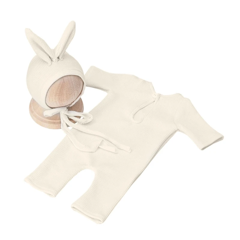 

Infant Photography Outfit Hat & Jumpsuits Set Photostudio Posing Props Universal Baby Photo Bunny Costume Shower Gift