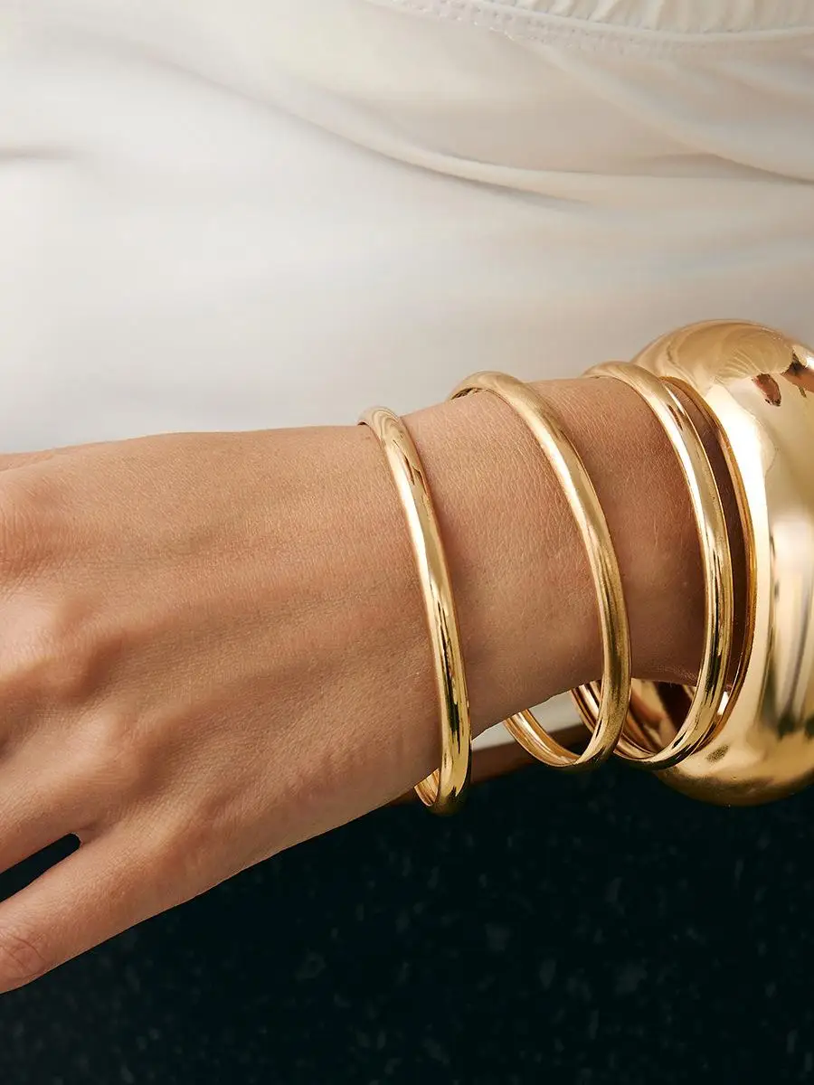 Faionable Mixed Color Wide Metal Bracelet Set Exaggerated Personali Cross-Border Jewelry Accories for Women