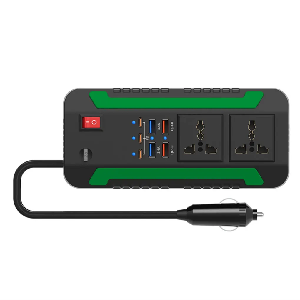 

Car Inverter 300W Power Inverter with 7Port Type-C USB QC3 0 Fast Charging DC12V 24V To AC220V