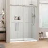Sunrosa 44""-48"" W X 76"" H Frameless Shower Door, Clear Tempered Glass 5/16""(8Mm), Double Sliding Shower Door, Aluminum 1