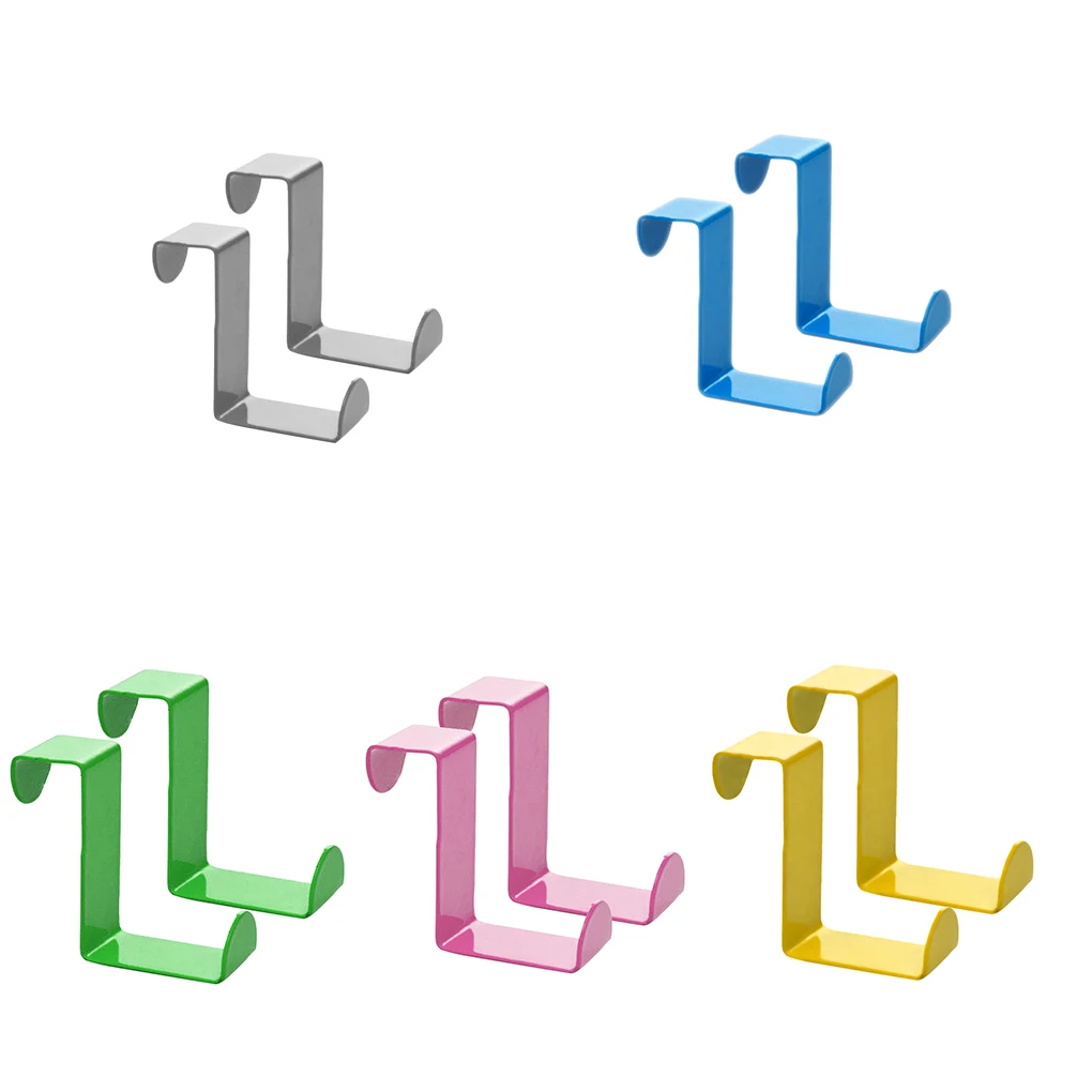 Over Door Hooks Stainless Steel Cabinet Drawer Hanging Hooks Office Kitchen Towel Coat Hanger 2PCS/SET