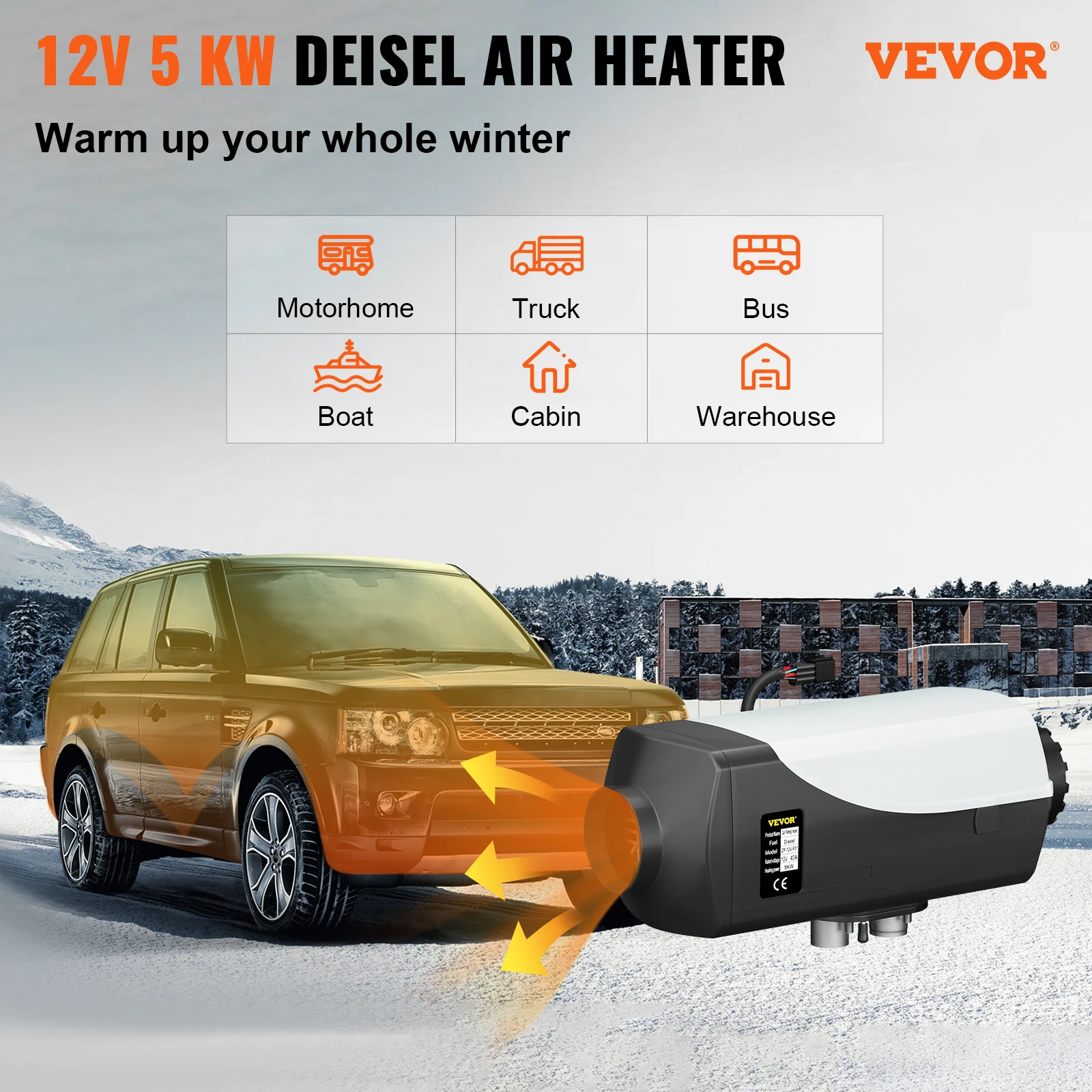 VEVOR Luft Dieselheizung Standheizung 12 V 5 kW, Luftheizung Air Diesel  Diesel Standheizung Lufterhitzer, 0,16–