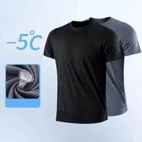 NO LOGO Men's Quick Dry Short Sleeve Gym Running Moisture Wicking Round Neck T-Shirt Training Exercise Gym Sport Shirt Tops 2