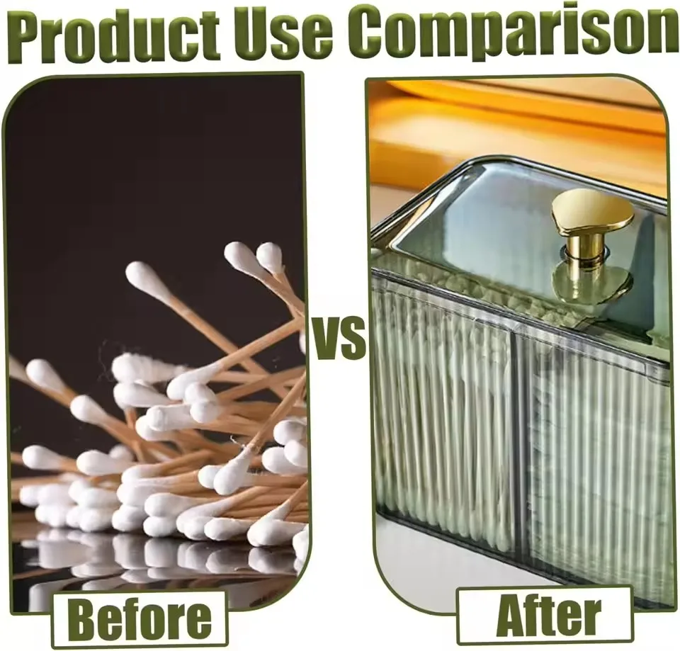 Cotton Swab Holder Cotton Pad Holder with 3 Compartments Bathroom Vanity Storage Box Makeup Organizer 2