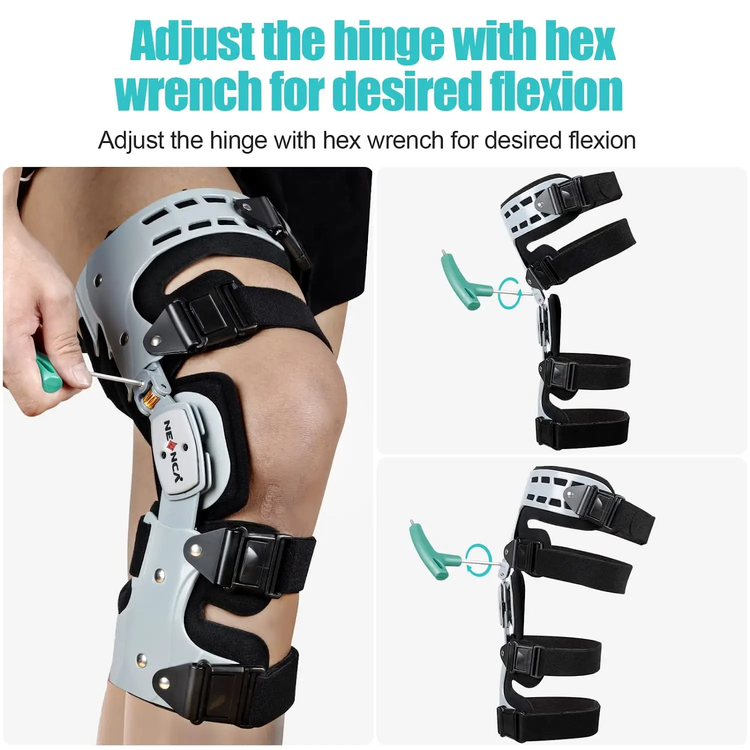 KOMZER Hinged ROM Knee Brace, Post-Op Recovery Stabilization, ACL