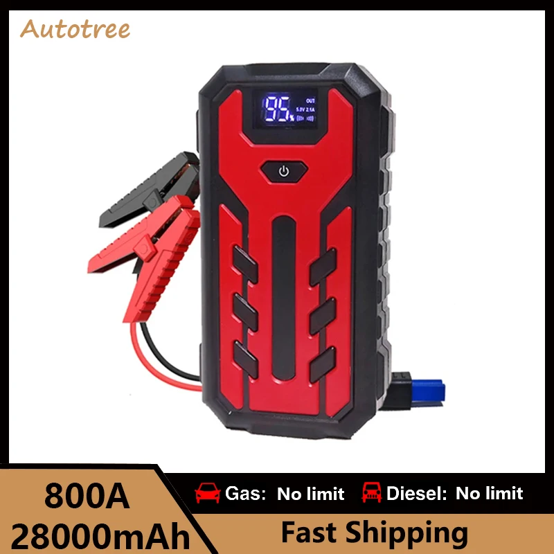 

Autotree Car Jump Starter Pack Portable Auto Booster Fast Chargers 12V 28000mAh Emergency with LED Light Starting Device