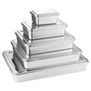 Stainless Steel Flat Bottom Storage Tray with Lid Square Food Plate Cake Bread Pastry Baking Pan Dish Bakeware Kitchen Tools 6