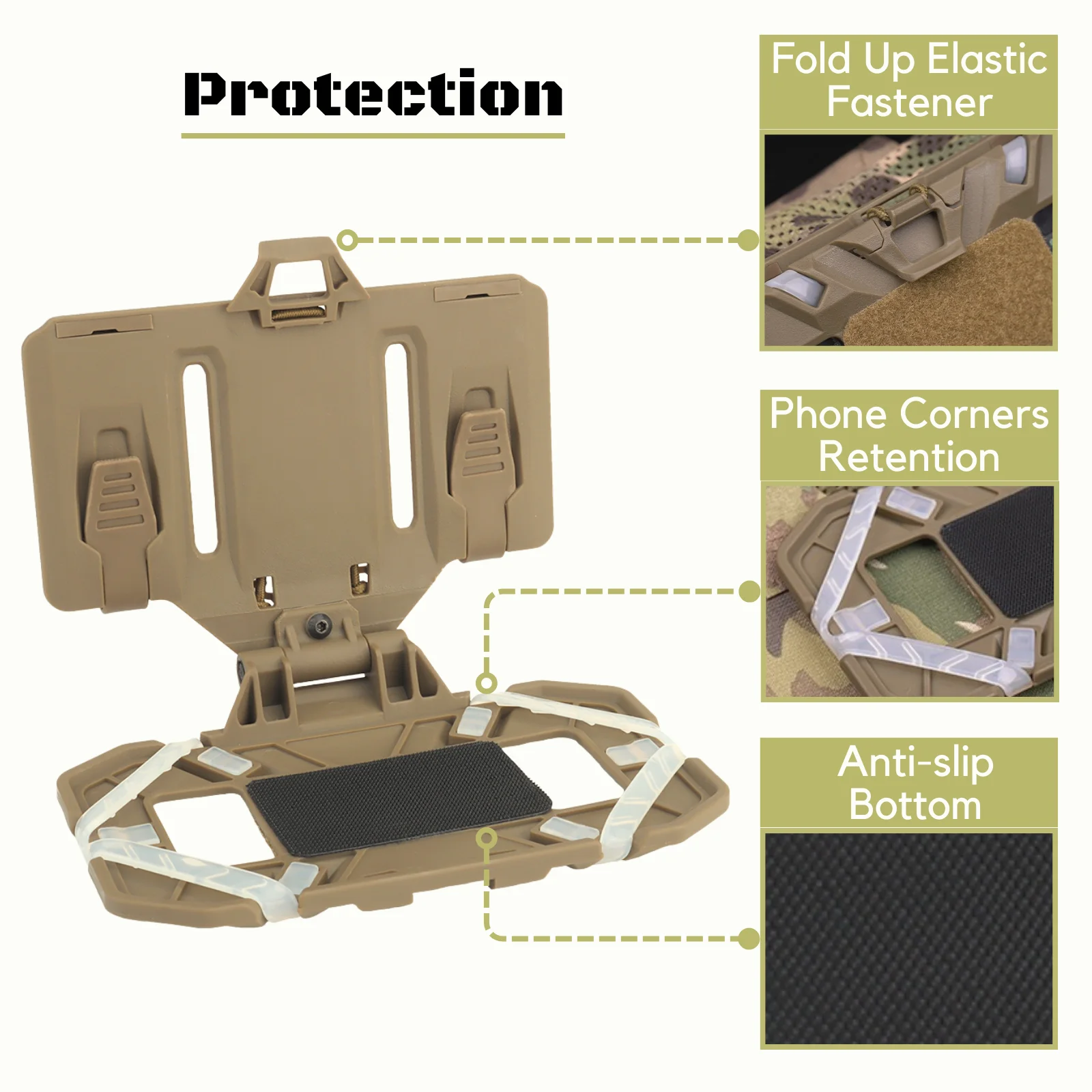 Airsoft Plate Carrier Molle Phone Carrier Outdoor Navigation Board, Quick Access Foldable Holder Tactical Vest Chest Rig Mount