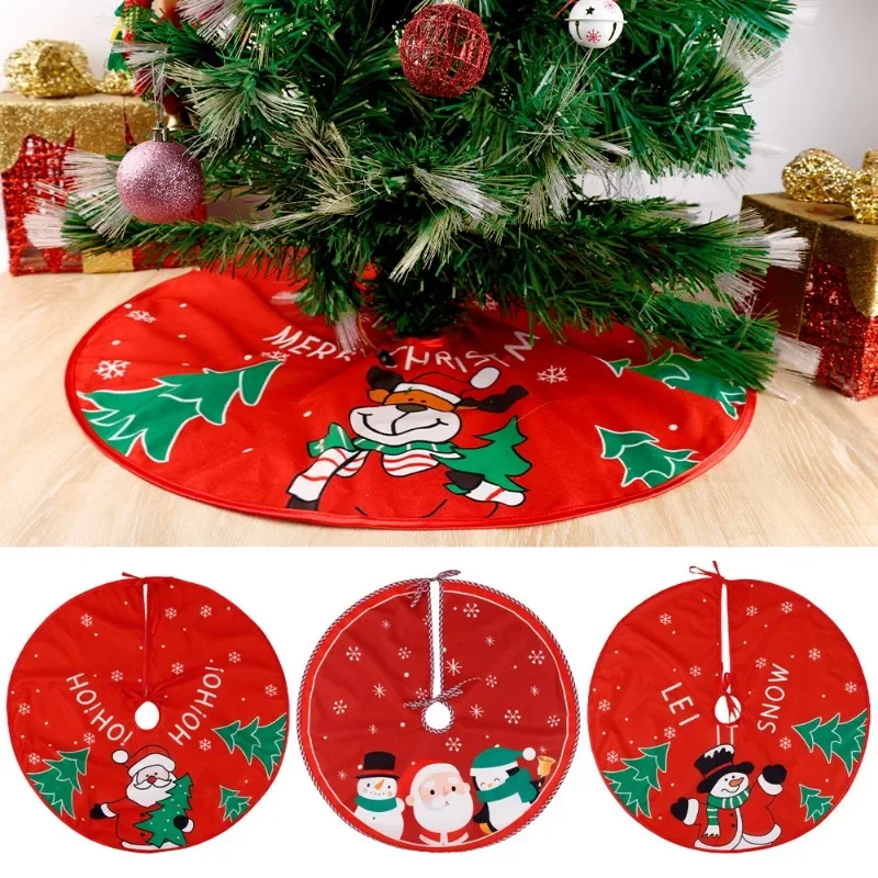 

Christmas Tree Skirt Red Plush Cartoon Mat Santa Elk Xmas Tree Skirts Gold Snowflake Plush Carpet Home New Year Party Decoration
