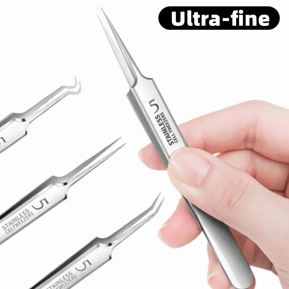 German Ultra-fine No. 5 Cell Pimples Blackhead Clip Tweezers Beauty Salon Special Scraping & Closing Artifact Acne Needle Tool