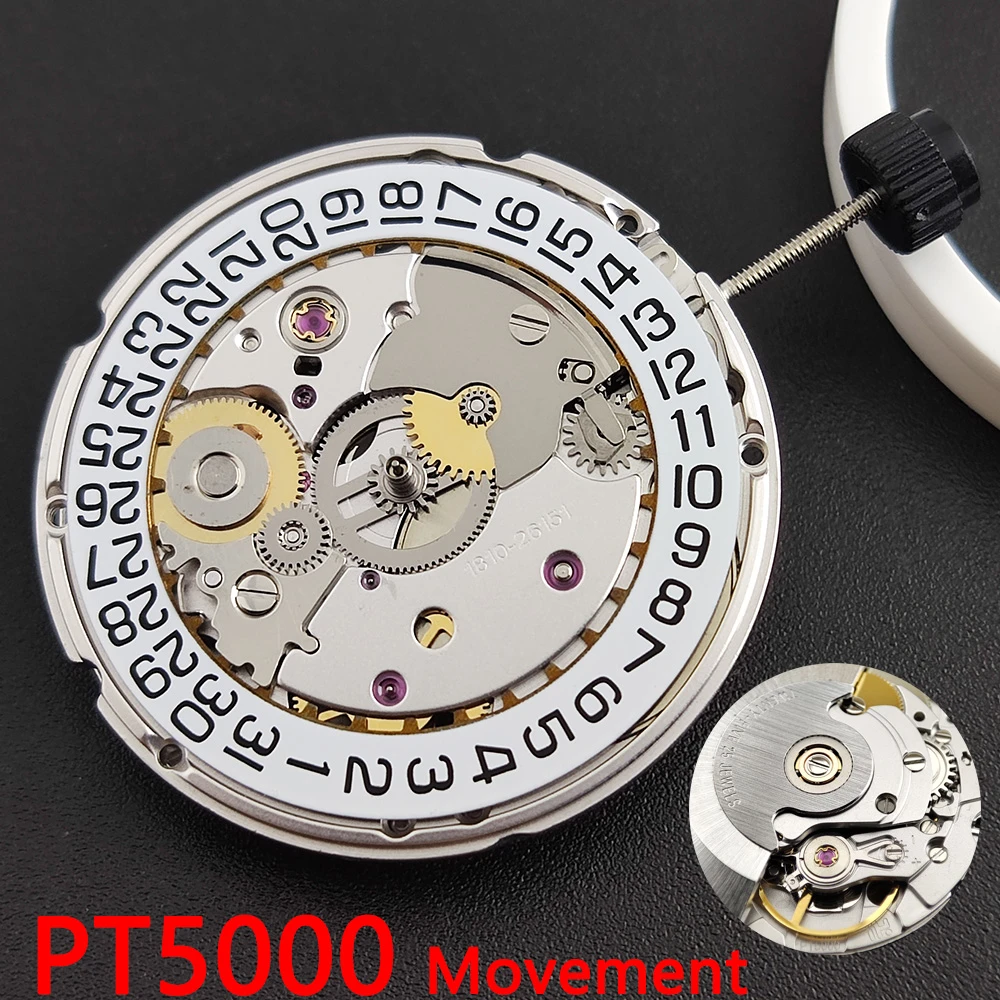 High Accuracy PT5000 Automatic Mechanical Watch Movement 21600 Bph 28800 Bph Date Display Clone