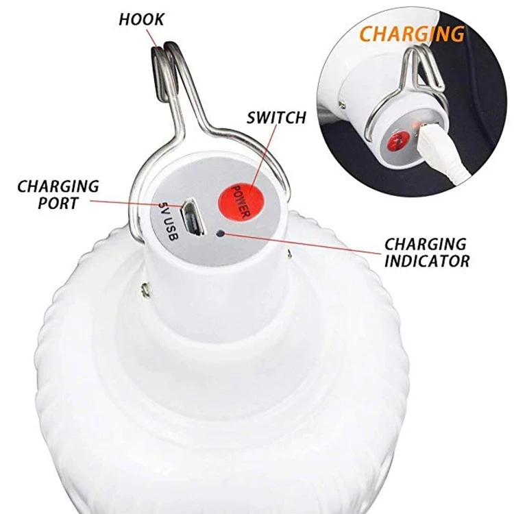 USB Rechargeable Emergency Lights Led Outdoor Bulb Portable Tent Lamp Battery Lantern BBQ Camping Light for Patio Porch Garden