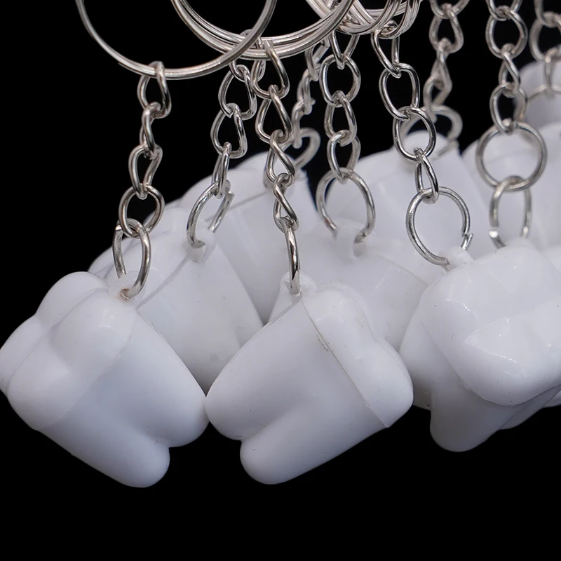 5pcs 치아 모양 우유 치아 상자 플라스틱 키 체인 어린이 치아 보관 케이스 주최자  어린이의 치아 기념품 저장 용기