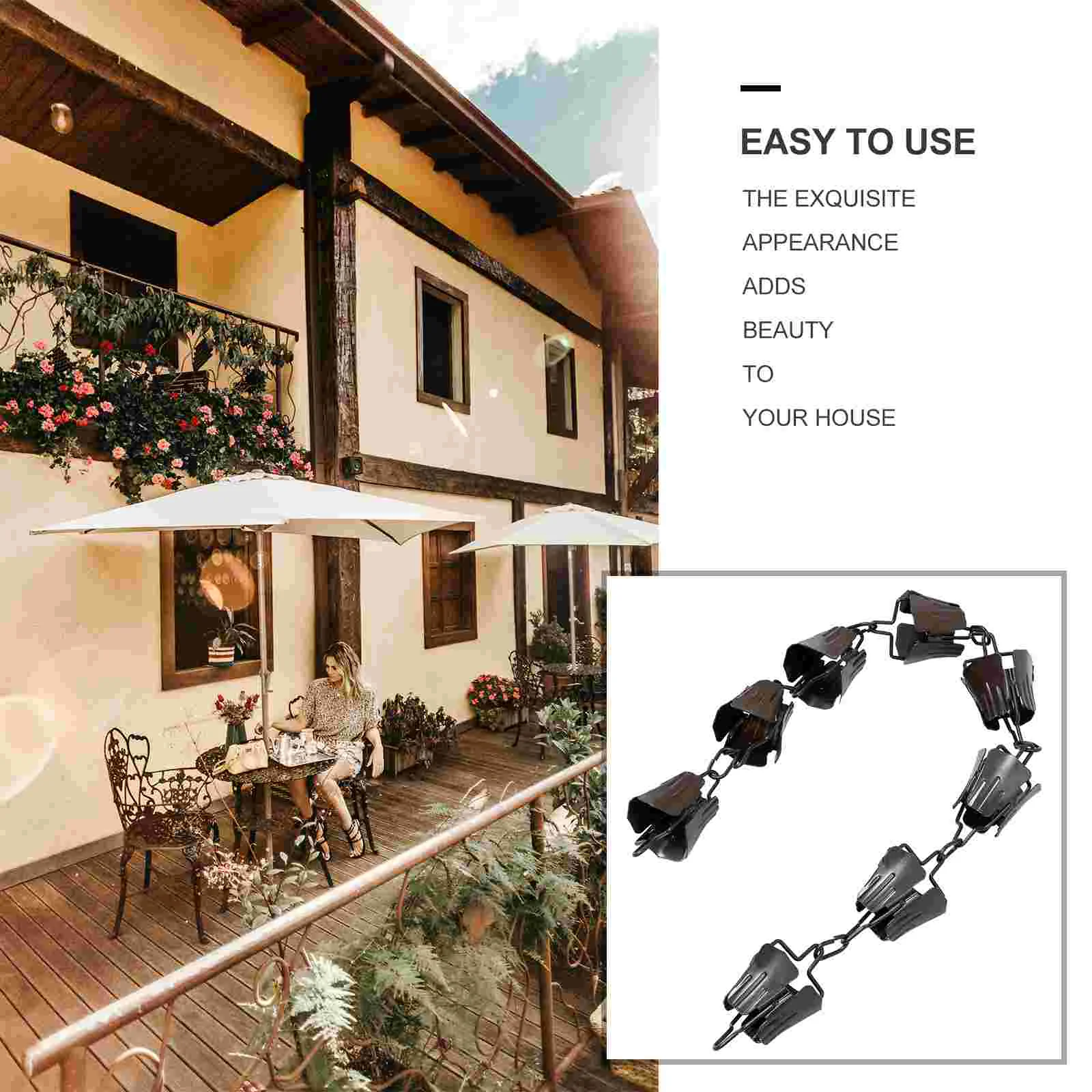 Garden Rain Chain Japanese Chains for Outdoor Rainwater Gutters Cups Umbrella Hanging