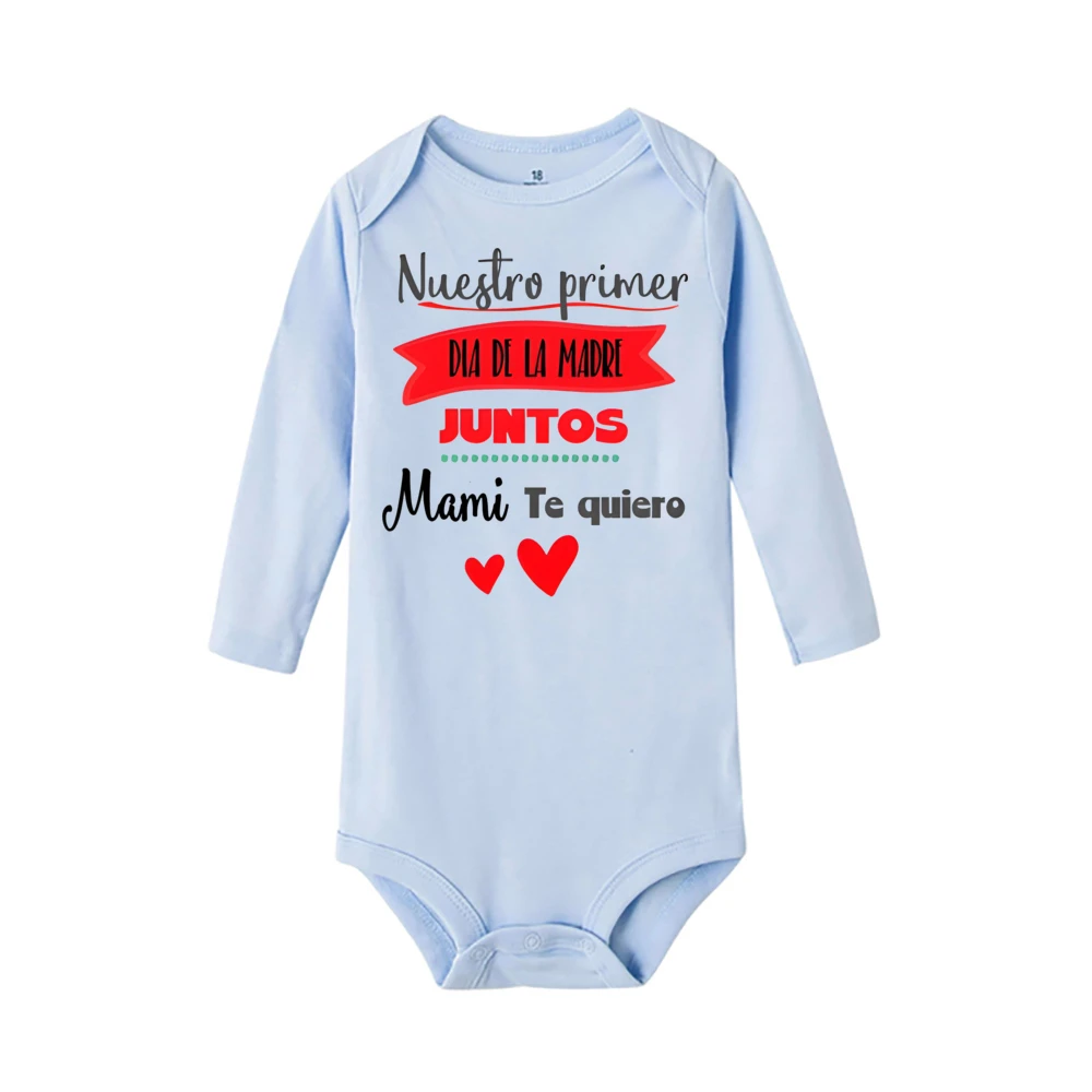 우리가 함께한 첫 번째 어머니날 프린트 베이비 바디수트 남아 여아 옷  롬퍼  첫 어머니날 의상  선물
