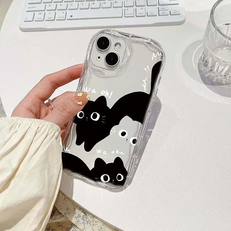 Cute Creative Music Cat Phone Case - Stylish Wave Cover Design