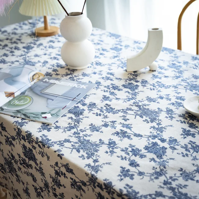Nappe florale personnalisable avec bordure en dentelle, couverture de Table à dîner rectangulaire, pour Table de cuisine, décoration de fêtes à la maison 6