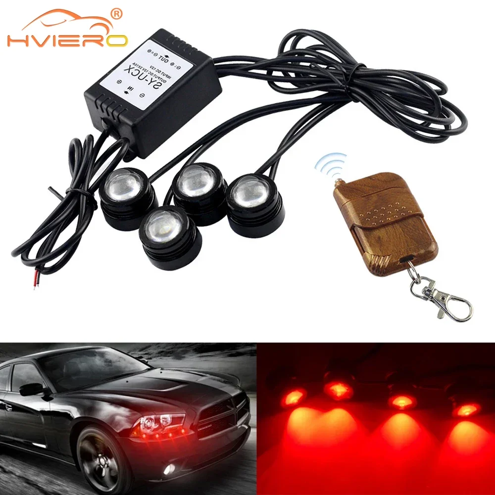 

1X Car LED Hawkeye Emergency Warning Strobe Light Wireless Remote Control 16 Mode Day Running DRL Truck Motorcycle 12V Universal